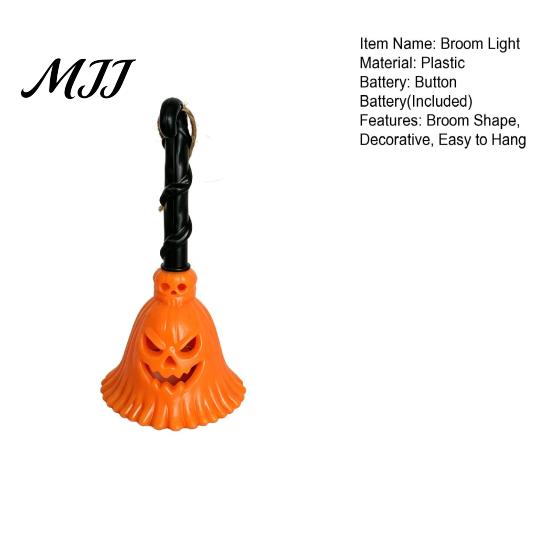 Hanging Broom Decor Halloween Pumpkin Light, LED Witch Lamp, Light Spooky Decorative for Holiday Party Shape