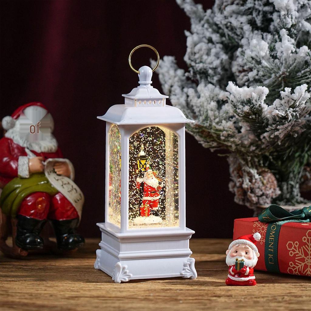 Christmas Chinese Lantern Water-Filled Luminous Music Box Snowfall Crystal Ball Decoration Ornament