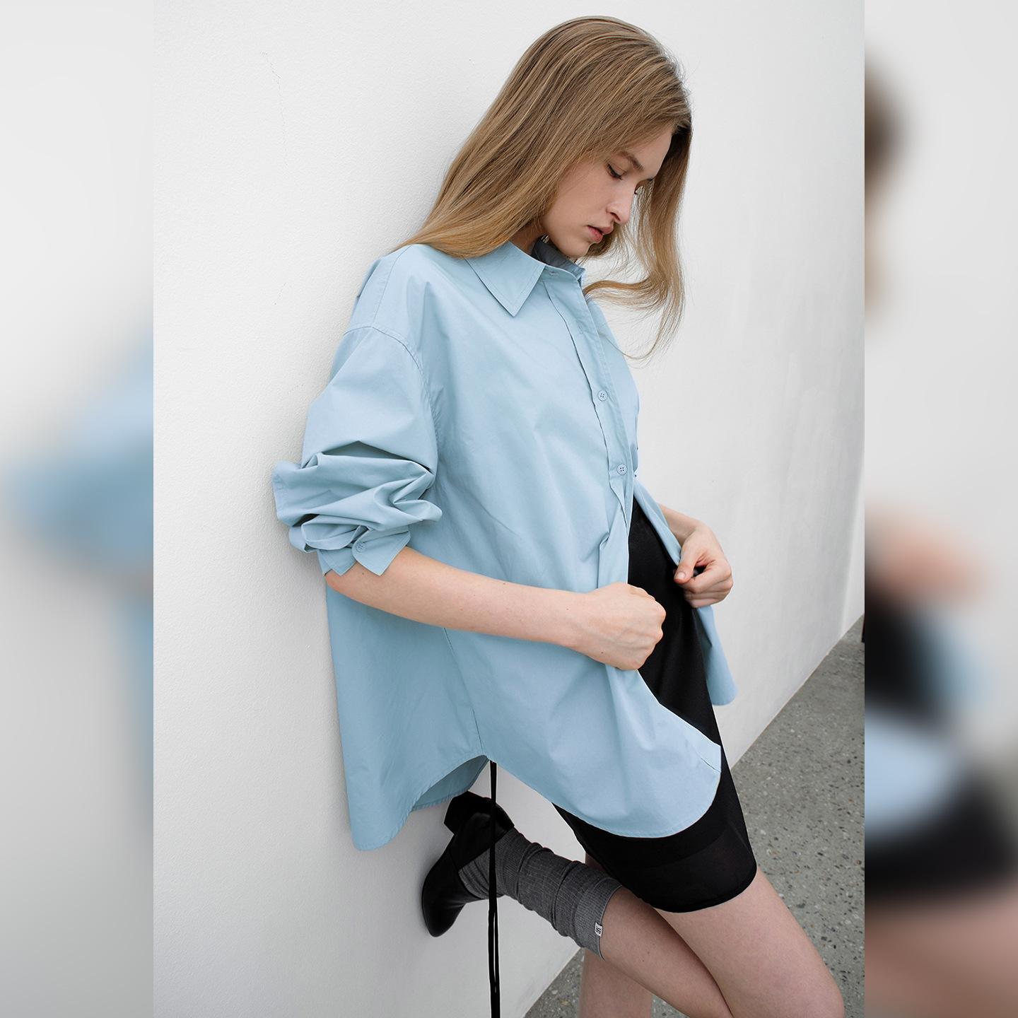 2026 Spring All-Cotton Women s Shirt, Stylish Long-Sleeve Shirt, Pure Cotton Turn-Down Collar Loose Commuting Top S