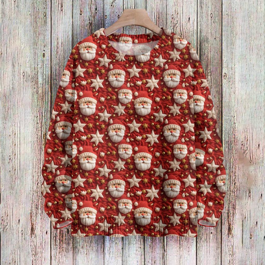 Weihnachts-Sweatshirts für Damen, Strickpullover, süßes Hemd, Herbst, Rundhalsausschnitt, Pullover, Tops