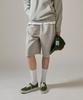 BASIC HOUSE Uni Bermuda Wide Single-Pleat Special Double-Sided Shorts Melange Grey