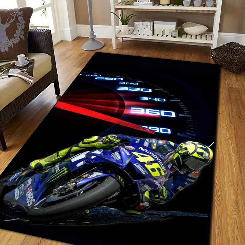 Tappeto in Flanella per Moto Racing Doctor Antiscivolo Lavabile Tappetino da Pavimento per Camera da Letto Soggiorno Decorazione per la Casa Con Classico 46 Racing