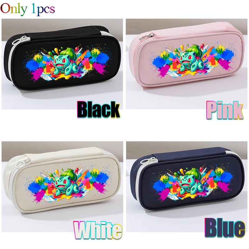 Multi-layer Student Pencil Bag Pencil Storage Box Oxford Cloth for Poke Mones Charizard Bulbasaur Blue Black White pink Gift