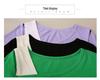 2023 European Style Slim Fit Off-Shoulder Hollow-Out Irregular Hem Color Block T-Shirt