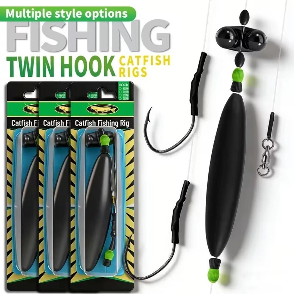 Pre-Tied Catfish Float Rig Double Hook Fishing Float Rig Reliable Bottom Fishing Rig Carp Fishing