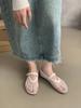 New Round Headed Mesh Hollowed Out Women's Shoes with One Button Mary Jane Ballet Flat Shoes Fishing Net Shoes