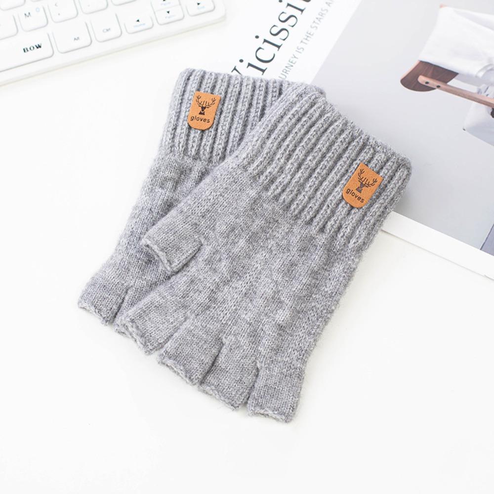 

Alpaca Wool Fingerless Gloves Thicken Half-finger Gloves Fashion Winter Warm Gloves светло-серый
