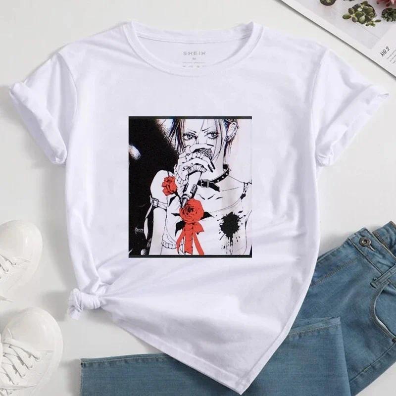 Nana Japanese Anime Summer Short Top T-shirt Women's Heart Pattern Anime T-shirt White Short Sleeve Casual Harajuku T-shirt Top