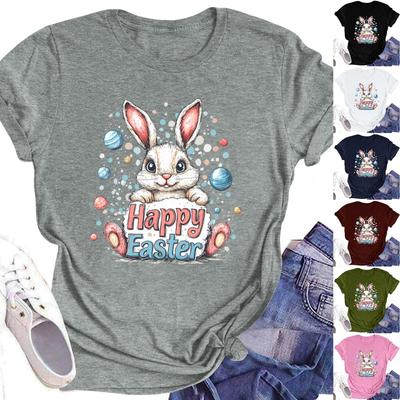 Women's Top Round Neck Casual Printed Short-sleeved T-shirt Top