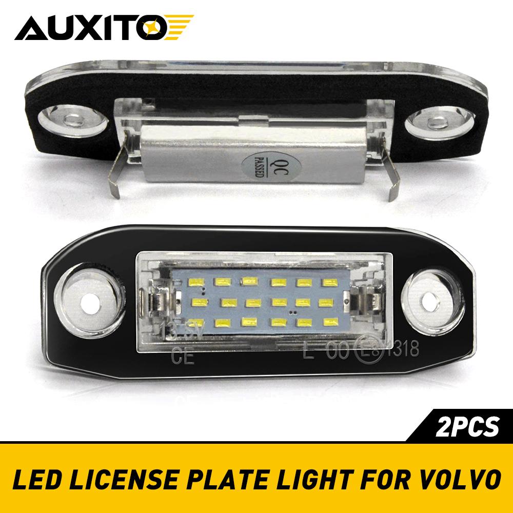 2Pcs Error Free Car LED Number License Plate Lights For Volvo XC70 XC60 XC90 S60 II V70 S80 C30 C70 V60 V50 S40 LED 6000K White License Plate Covers