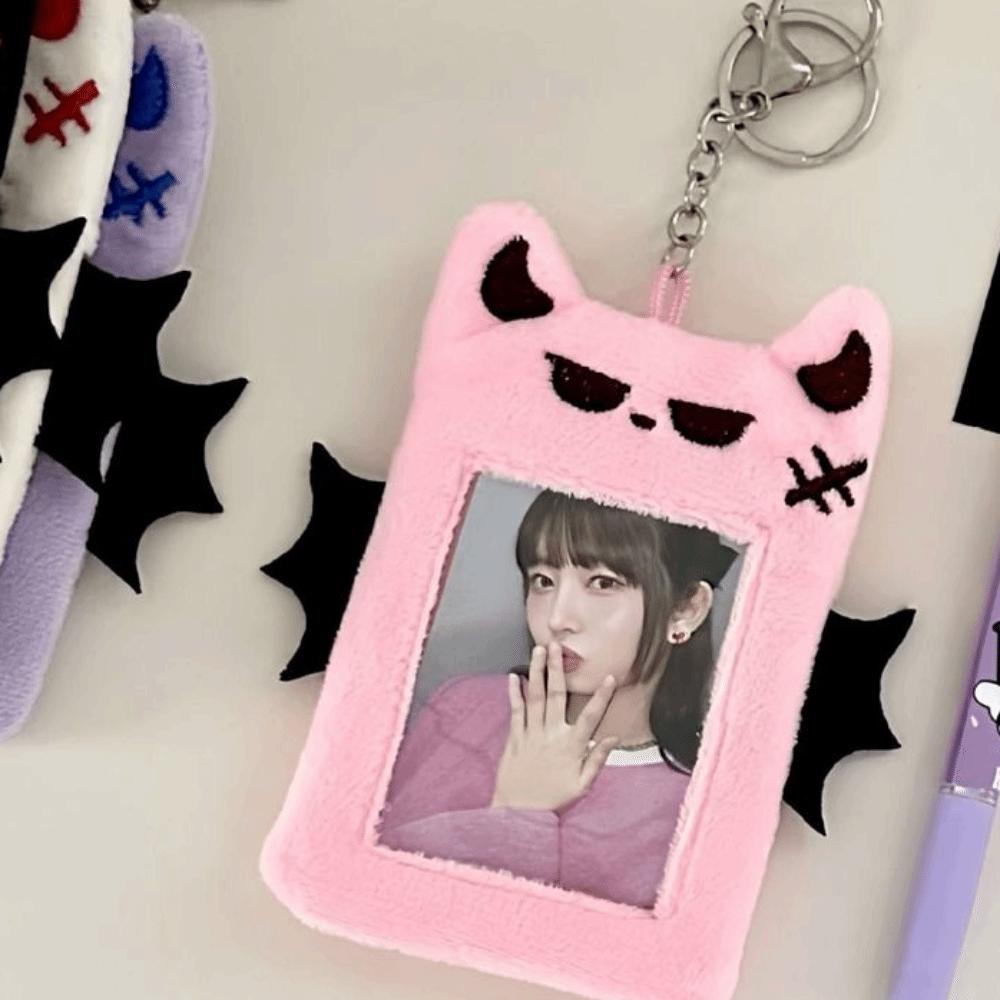 Bat Demon Cartoon Plush Photocard Holder Korean Style Photo Protective Case Student