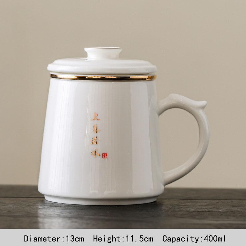 400ml Simple Ceramic Tea Cup With Infuser And Lid Tea Mugs Handle Personality Modern Coffe Cup For Home Office