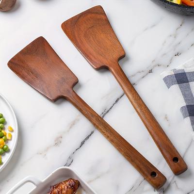 1pc Heat Resistant Spatula Non-Stick Acacia Wood Spatula Durable Wooden Turner for Cooking Kitchen Utensils Shovel