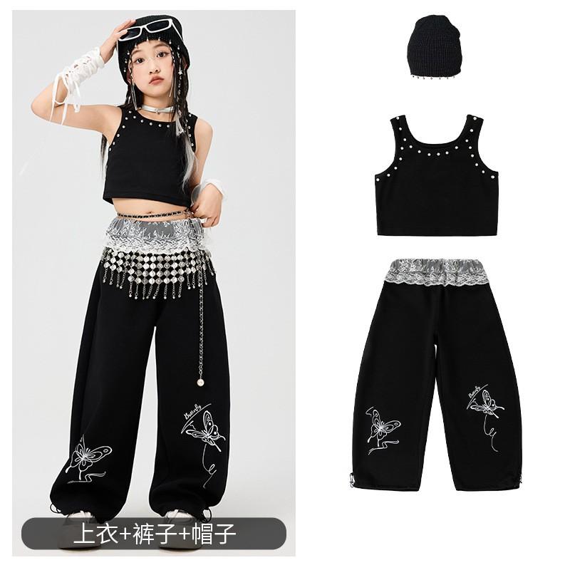Girls Hip Hop Dance Outfit Kids Jazz Performance Set Streetwear Stage Show Competition