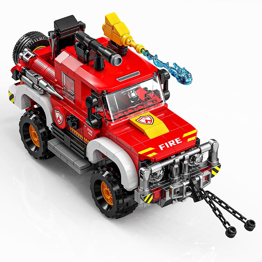 

Non-Toxic 502Pcs Red Suv Model Building Blocks Toy Fire Off-Road Vehicle Puzzle Bricks Sets Educational Toys Desktop Ornament Gifts