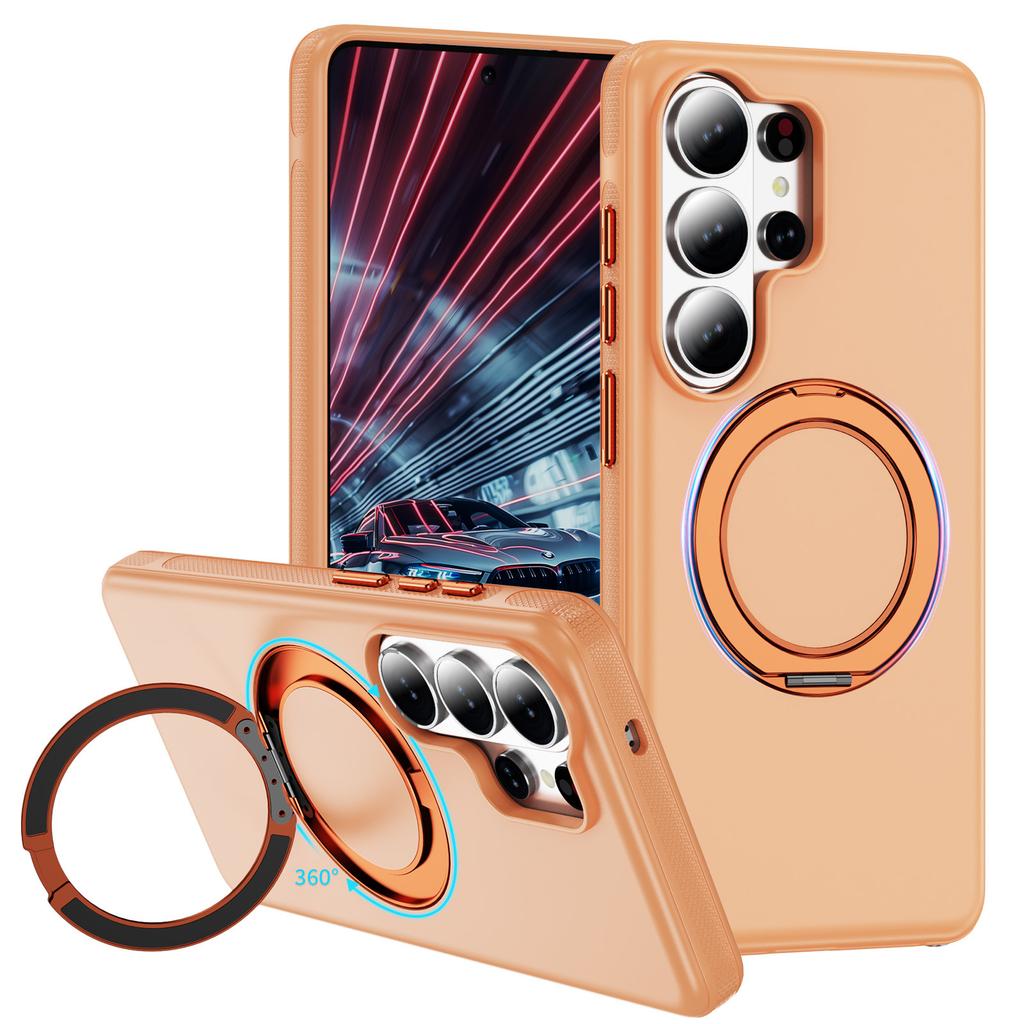 case for Samsung S26 plus ultra 360 degree rotating gear magnetic bracket phone case Skin feel anti fall Wireless Charging plain