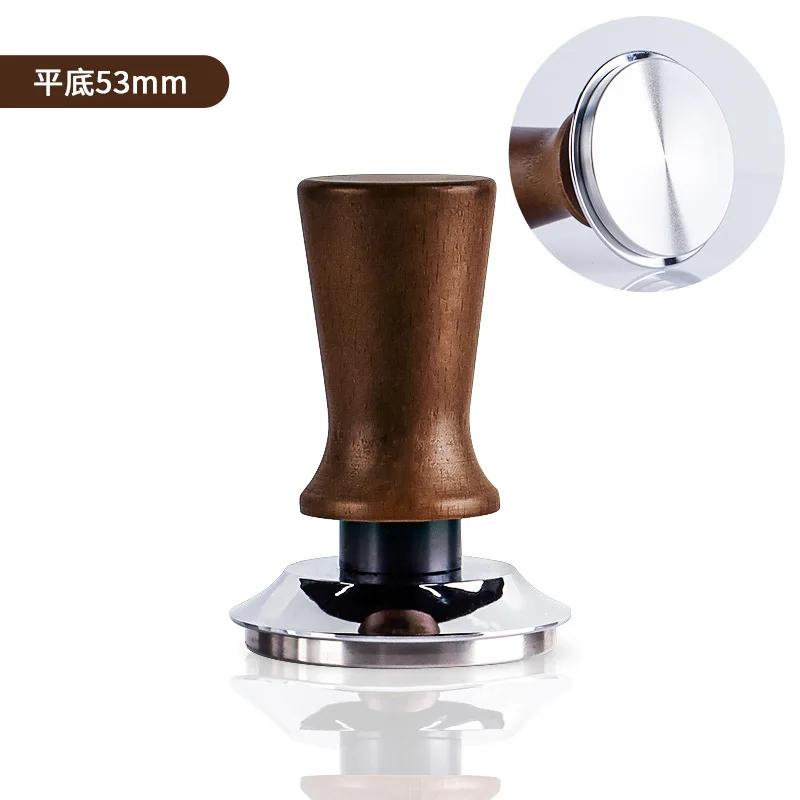 Premium 51/53/58MM Coffee Tamper Wooden Handle Durable DIY Coffee Tool Stainless Steel Base Pressure Hammer Coffee Brewing