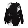 Men's Retro College Style Layered Knit Sweater - Loose Fit, Contrast Colors, Spring & Autumn