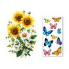 Decorative Window Decal Sun Catcher Static Film, Flower Butterfly Self-Adhesive Glass Sticker, Anti-Glare Tint Removable Privacy Cling for Home Office