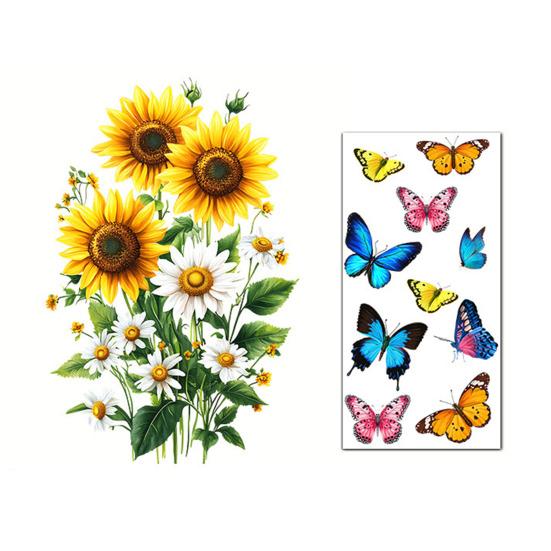 Decorative Window Decal Sun Catcher Static Film, Flower Butterfly Self-Adhesive Glass Sticker, Anti-Glare Tint Removable Privacy Cling for Home Office