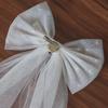 Double-Layer Pearl Bow Veil Hair Clip for Engagements & Weddings
