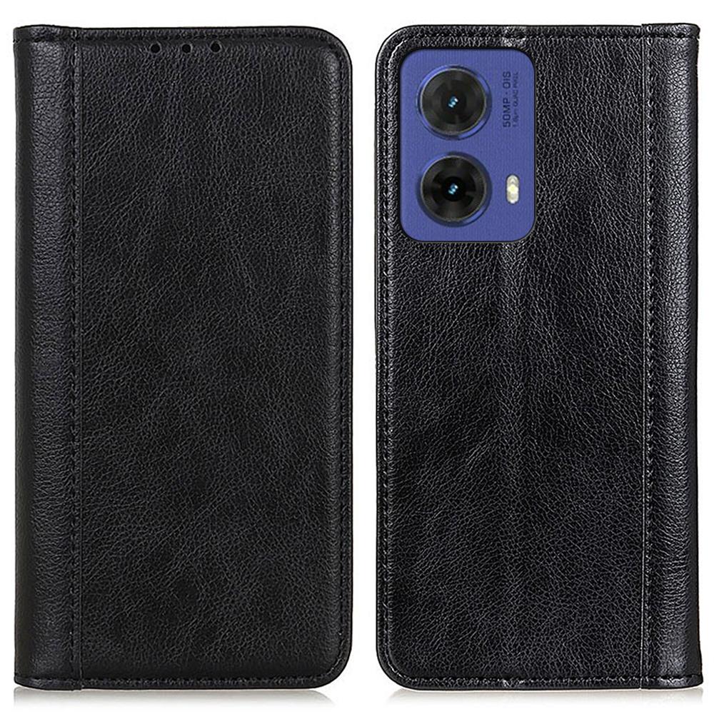 

Для Motorola Moto G85 5G/S50 Neo 5G Чехол из спилковой кожи с текстурой личи Чехол для телефона Кошелек Подставка Black