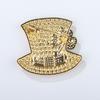 Fashion Rhinestone Clover Hat Brooches Pin For Women Clothing Coat Jewelry Accessories Gifts