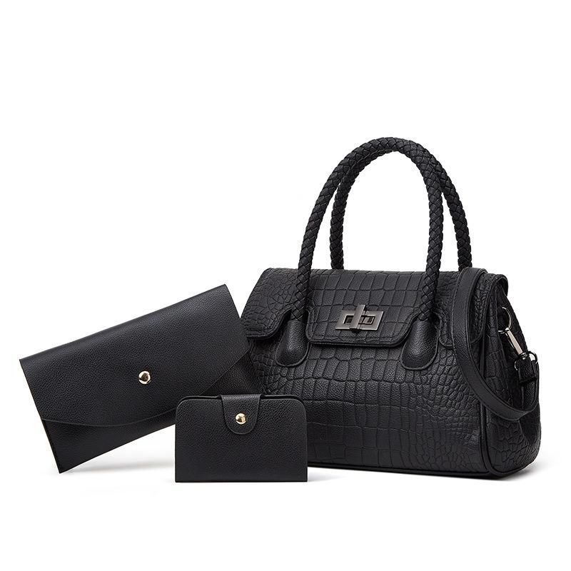 Authentic Women's Bag 2025 New Trendy Fashion Crocodile Pattern Handbag Shoulder Crossbody Large Capacity Commuter Soft Leather Mom Bag