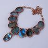 Oval Labradorite Gemstone Copper Birthday Chain Electroformed Necklace Jewelry V-85
