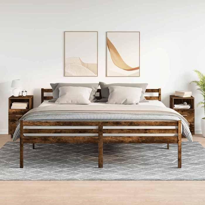 VidaXL Bedside Tables 2 Pcs with 2 Drawers Smoked Oak 36x36x68 Cm, Side Table, Bedside Cabinet, Accent Table 858587