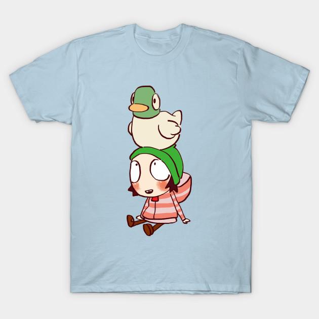 

Men Black Print T-shirt Sarah And Duck #2 / Children S Cartoon No-Cut Transfer Paper Print Cotton Tshirt S светло-синий