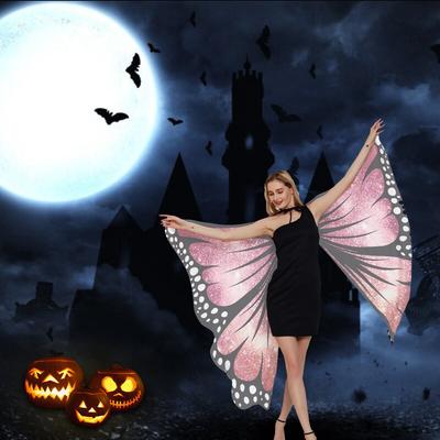 Leuchtendes Sternenhimmel-Schmetterlingsflügel-Kostüm für Erwachsene, Halloween-Schmetterlingsumhang-Kostüm – Feenumhang für Damen, Halloween-Kostümzubehör