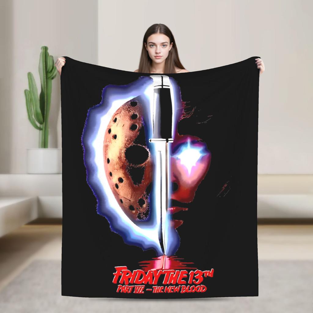 Friday Jason Voorhees 13th Blanket Horror Scary Halloween Flannel Funny Warm Throw Blanket for Bed Sofa Spring/Autumn Office