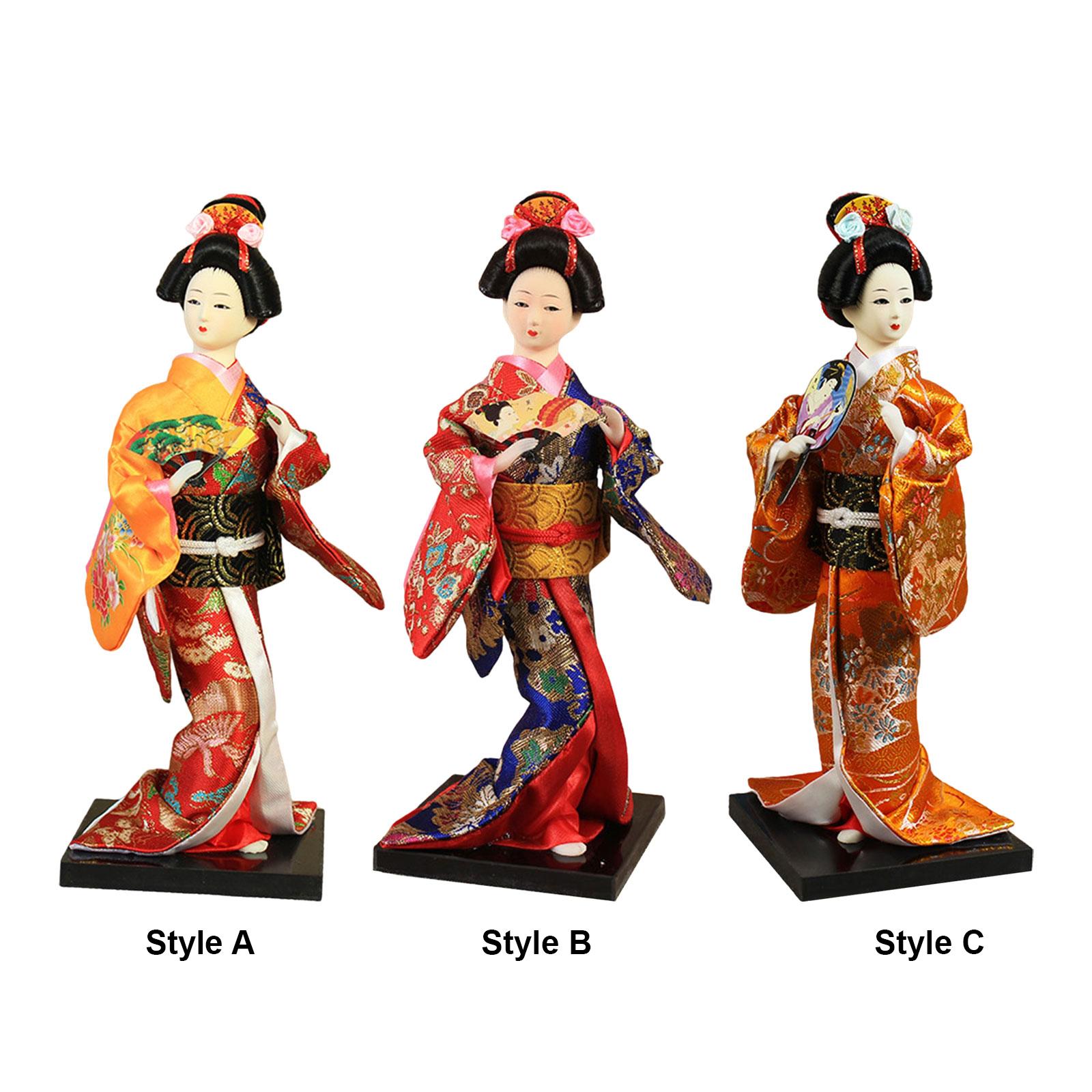 Ethnic Japanese Geisha Dolls 9  Oriental Ancient Kabuki Sculpture Miniature Figurines for Living Room Table Home Office Desktop