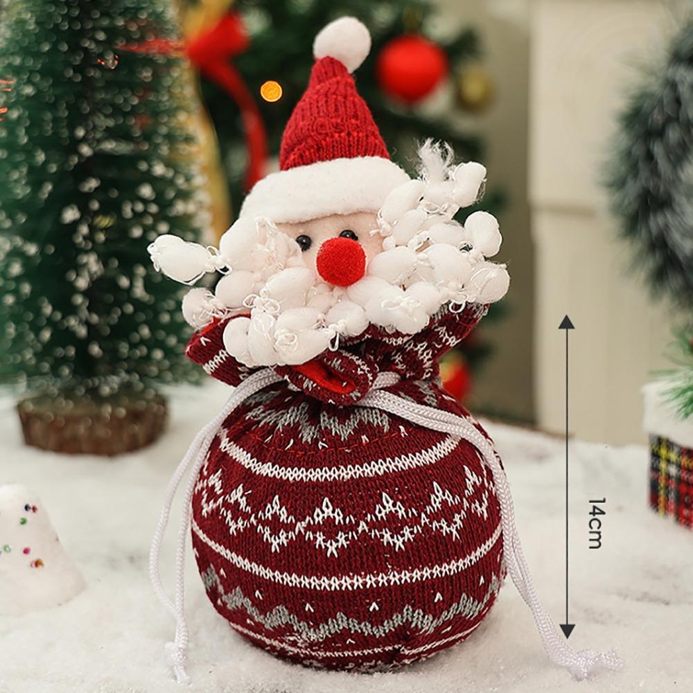 New Polyester Fibres Christmas Candy Bag Cartoon Christmas Decor Tote Bag Snowman Santa Claus Eve Apple Wrapping Gift 14x16cm