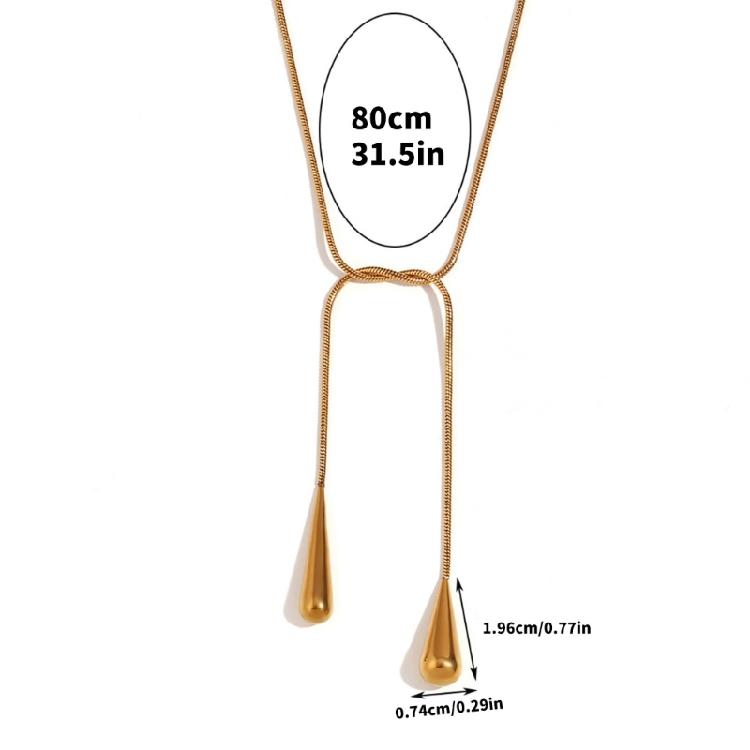 Versatile Two Tone Teardrop Pendant Necklace In Stainless Steel Adjustable for Casual or Formal Occasions