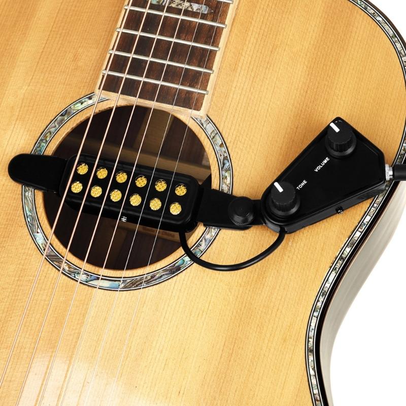 12 Hole Sound Hole Pickup Acoustic Guitar Transducer Amplifier with Volumes Tone Tuner Guitar Sound Hole Pickup