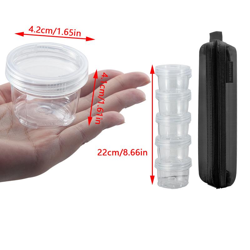 Camping Spice Kit Portable Travel Spice Container Bag With 5 Clear Seasoning Bottles Travel Spice Holder Condiment Container Set