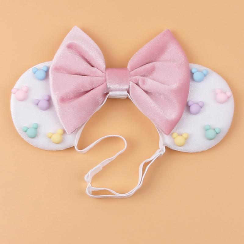 Disney 3.3"Minnie Mickey Urechi Bentițe Elastice Nou-născut Modă Sclipici Ajustat Bentiță Păr Bebeluş DIY Accesorii Păr Festival Călătorie