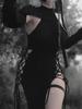 Goth Dark Cosplay High Split Sexy Bandage Women Dresses Gothic Halter Slim Midi Dress Black Grunge Style Alt Partywear