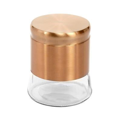 Rose Gold Finish - Bell Bottom Glass Jars for Sugar,Cereal, Spices, Pulses and Other Kitchen Storage 1250ml, Set of 1