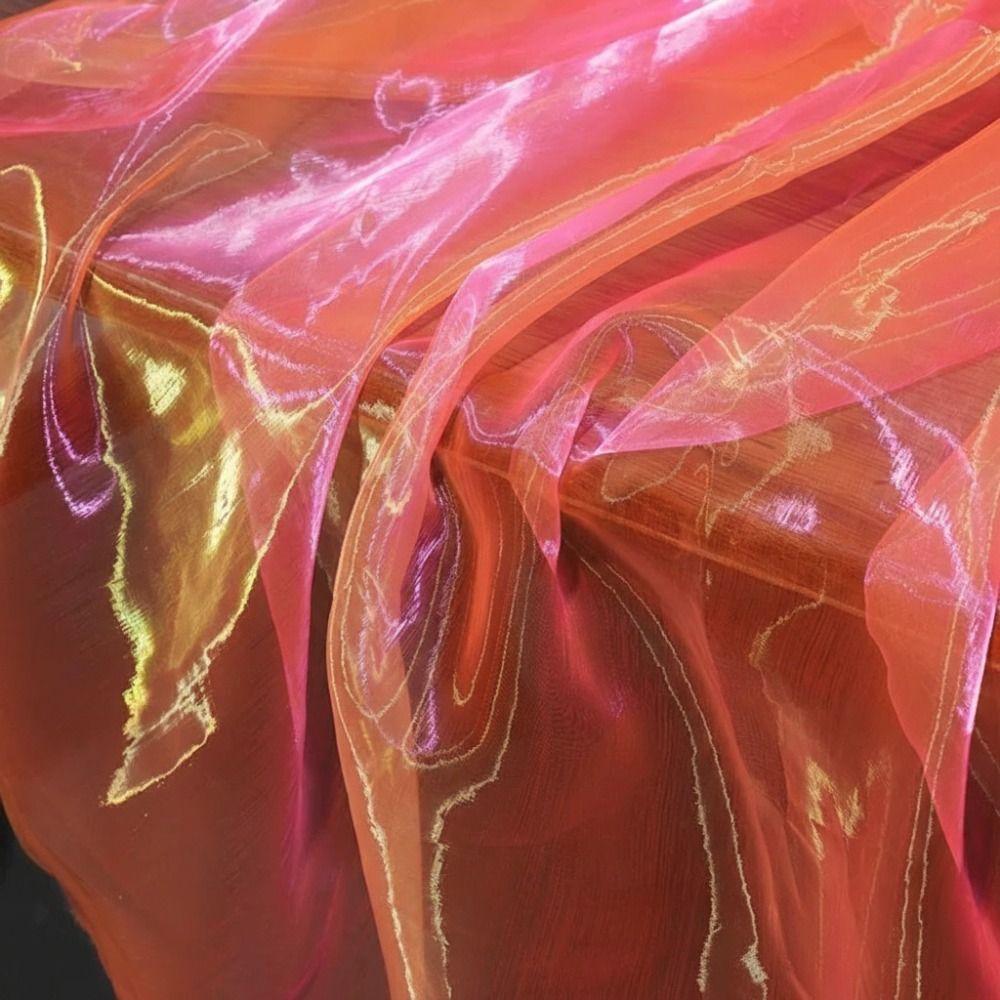 Sewing Crafts 100X150cm Two-color Gradient Fabric Colorful Thin Organza Mesh Fabric Lightweight Gauze Fabric Sheer Wedding Dress