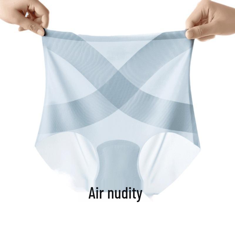 Ice Silk High Waist Cross Abdomen Control Panties - Seamless, Breathable, Quick-Drying Lift for Women