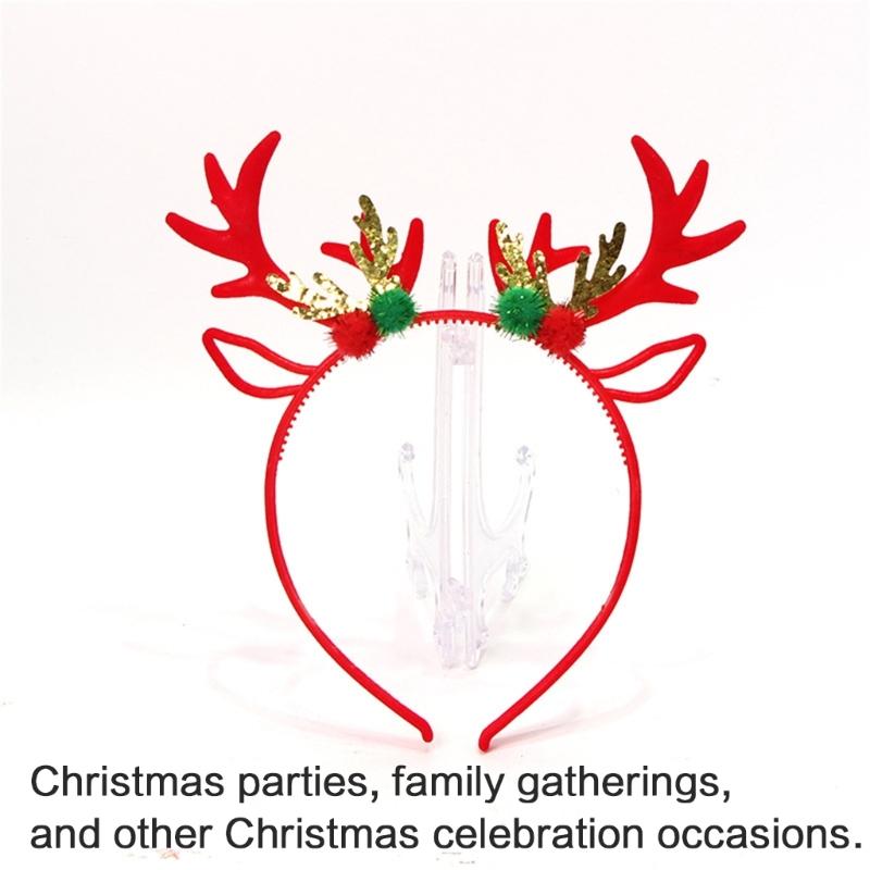 Christmas Reindeer Headband for All Age Party Accessories Deer Horn Hairhoop Festival Hairband Seasonal Costume Headwear