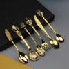 Pack Of 6 Elegant Vintage Dessert Coffee Spoons Crystal Zincs Alloy Carving Stirring Utensils For Home Teas Parties