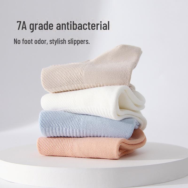 Women's Spring & Summer Cotton Socks - Breathable, Antibacterial, Anti-Pilling Mesh, Boneless Design, Compact Spinning Boat Socks