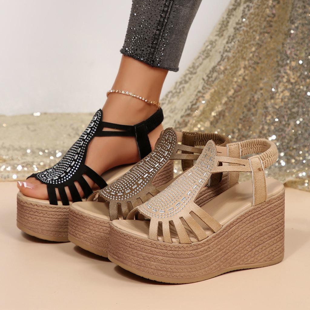 Roman Sandals Women Summer Thick Sole Platform With Elastic Band For Casual Wear
