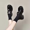 Platform Shoes Women's Shoes Spring New College Wind Cow Patent Leather Velcro Single Shoes Casual Small Leather Shoes