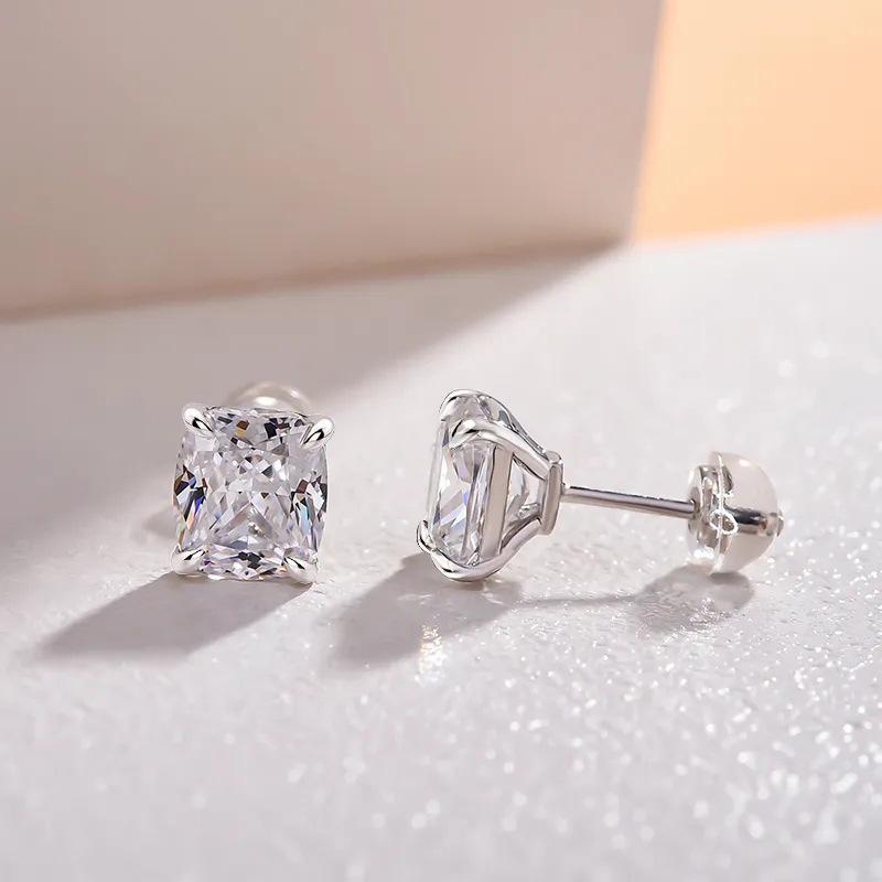 Квадратные простые универсальные нишевые серьги 1 pair платиновый