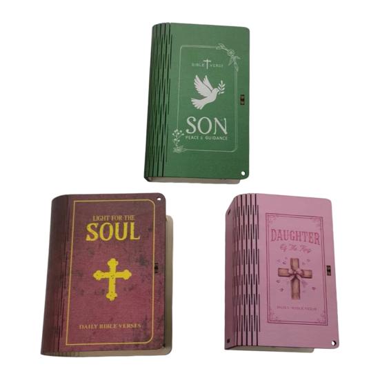 Cutie Artizanală din Lemn cu Versete Biblice și 150 de Cartonașe cu Scripturi Cutie de Rugăciune Creștină Încurajare Zilnică Pozitivă Cadou Inspirațional pentru Femei Bărbați